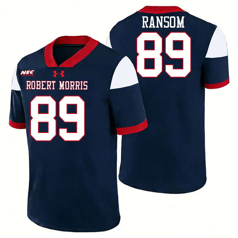 Robert Morris Colonials #89 Richard Ransom College Football Jerseys,Uniforms Stitched-Navy